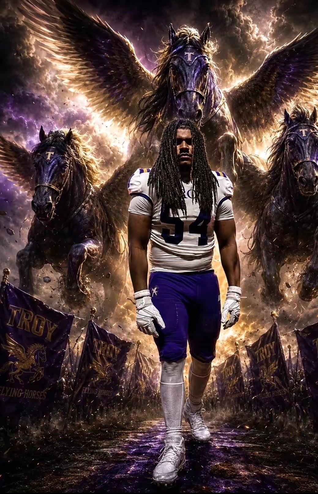 Stylized digital poster artwork of Joseph Fleuriot III in Troy colors